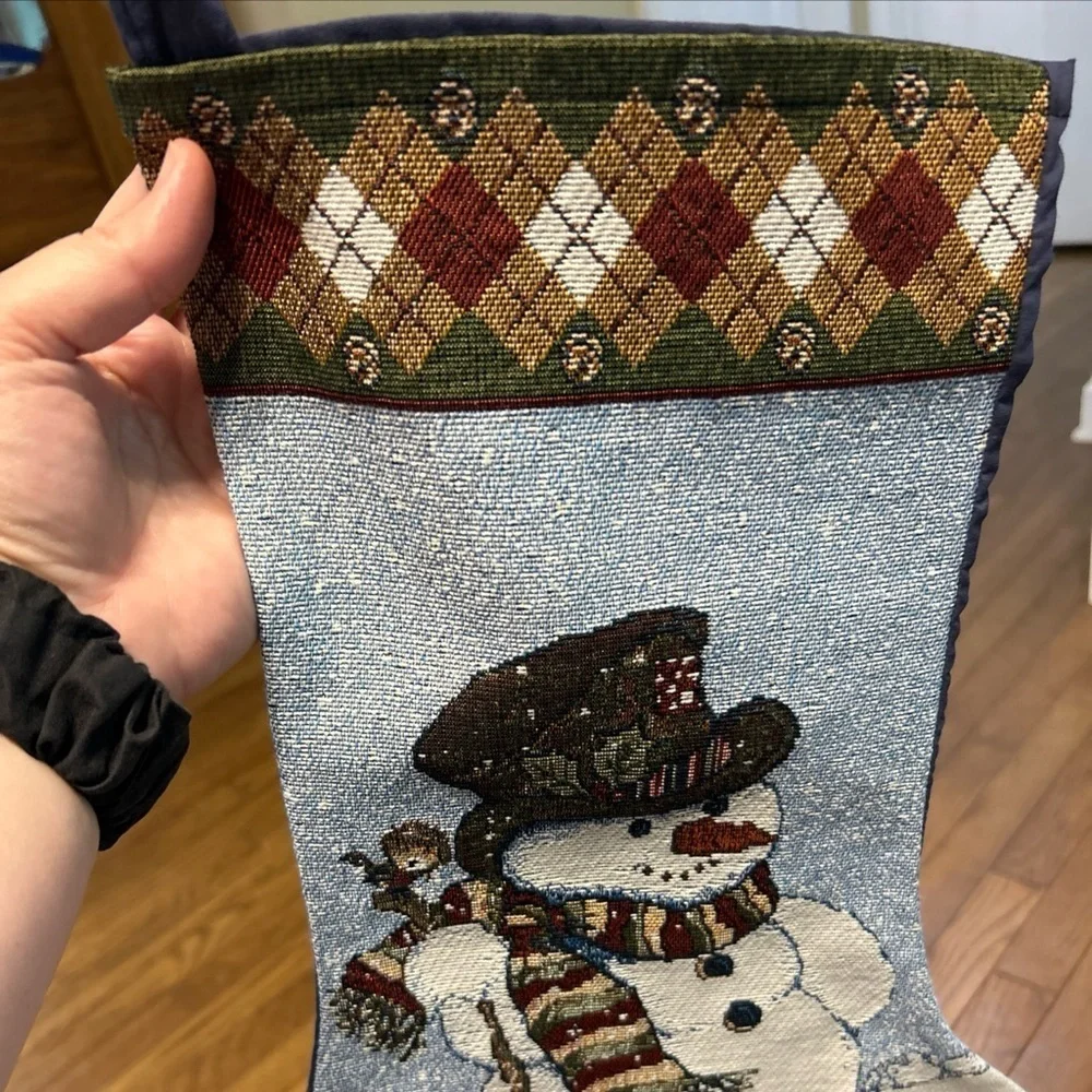 Snowman Christmas Stocking Tapestry Holiday Sock 17.5